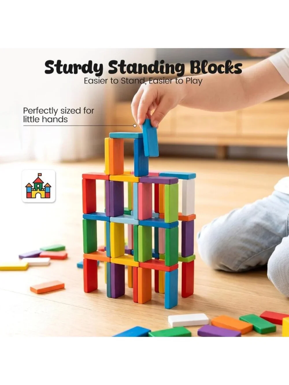 Colorful 360 PCS Wooden Dominoes Set for Kids - Stacking & Racing Educational